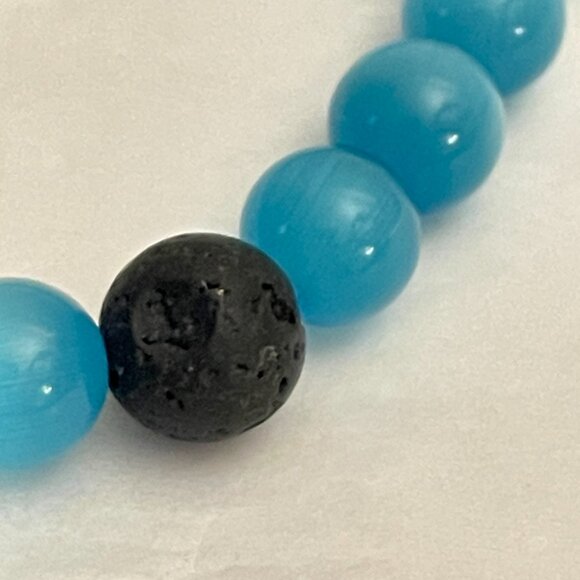 Hamoery Blue Cat Eye & Lava Stone Bracelet - Picture 5 of 14